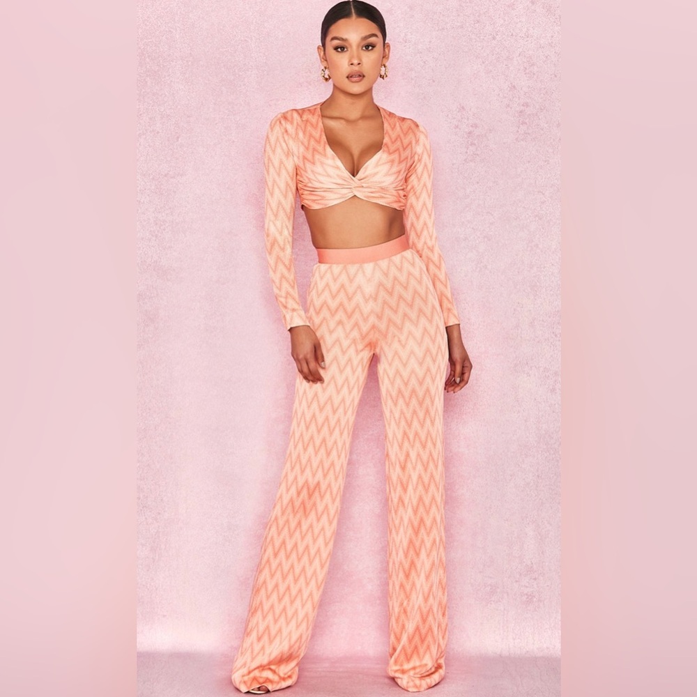 House of CB Peach Zigzag Jumpsuit - Picture 1 of 8